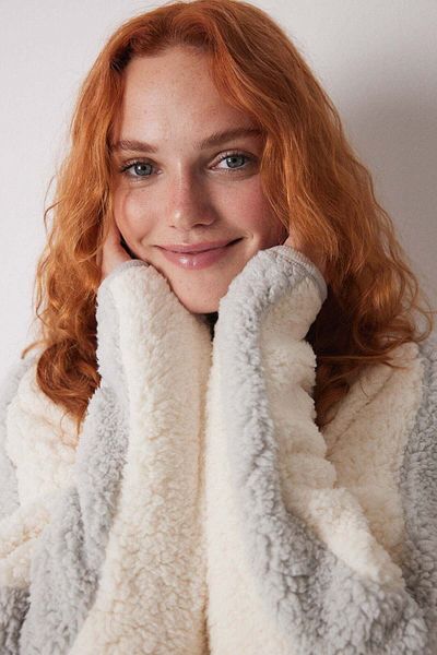 Women'secret Grey faux shearling stockings coat