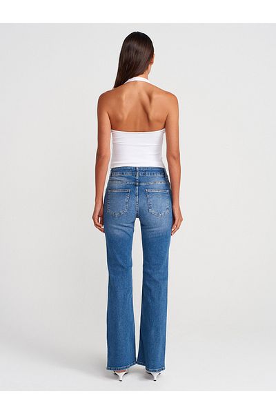 Dilvin Pantaloni de denim albaștri Bootcut - 71971 Curea groasă