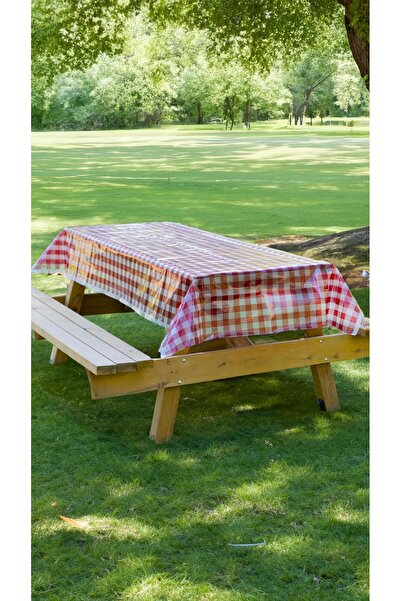 PALPAK مفرش طاولة قابل للمسح بنمط منقوش باللون الأحمر (120x230 سم)