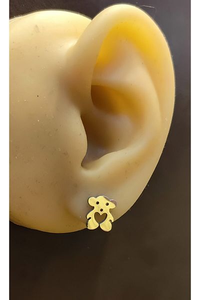 FG KONNİCHİWA 100% Steel Double Earrings Stainless Steel Blackened Patterned Icon Earrings (2 Pieces)