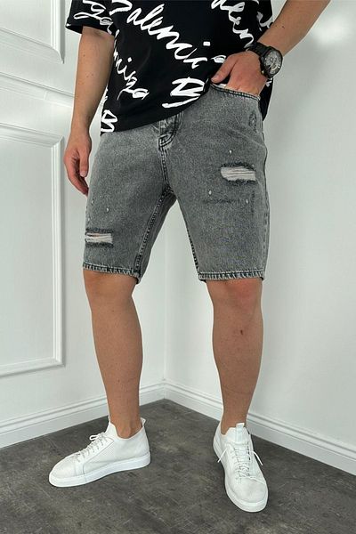 MADZEYMODA Ανδρικό τζιν σορτς με σκισίματα με λεπτομέρειες KE-518