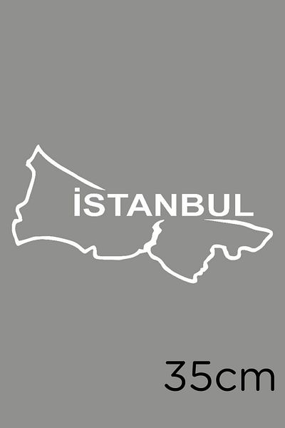 New Jargon Harta Istanbul Lipire Autocolant pentru Vehicul și Perete 35cm - Alb