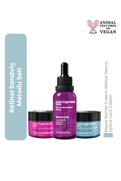 Cosmogenesis Labs Retinol Sandviç Metodu Cilt Bakım Seti Vegan
