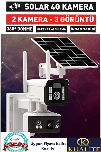 Kualite Güneş Enerjili Solar Panelli Gece Görüşlü 4g Sim Kartlı Kamera 6MP 39...