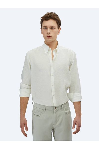 Kip White Regular Fit Woven Casual Shirt