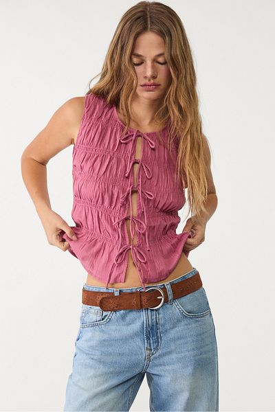 Stradivarius Creased top with ties