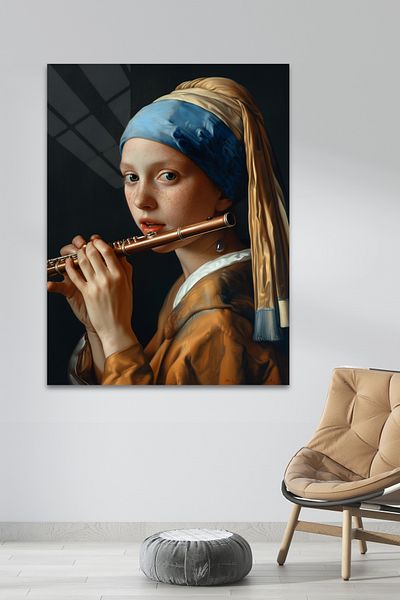 glassartdesign Fata cu cercei de perle Tablou din sticlă Tablou modern Tablou de salon
