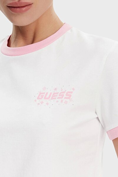 Guess FRESIA CN T-SHIRT Γυναικείο Λευκό T-shirt V5GI11I3Z14-G011