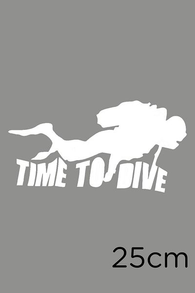 New Jargon Time To Dive And Diver Autocolant Lipire 25cm - Alb