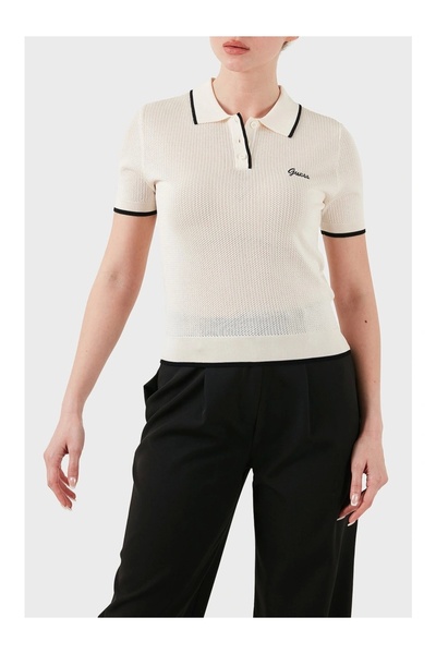 Guess Polo Sweater Women's White T-Shirt V5Gp00Z3D60-G1O6