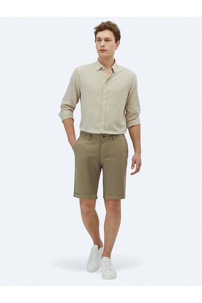 Kip Mink Plain Woven Slim Fit Casual Cotton Blended Bermuda