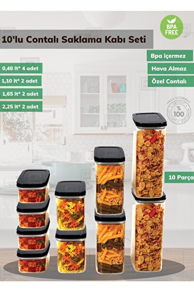 10-Piece Storage Container Set Bpa Free Pulses Container Airtight Sealed Provision Container