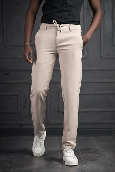 PERPANT Παντελόνι Jogger Slimfit με ελαστική μέση και ύφασμα Lycra Seersucker