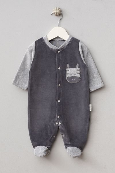 Bebitof Cute Zebra Patterned Cotton Baby Velvet Jumpsuit
