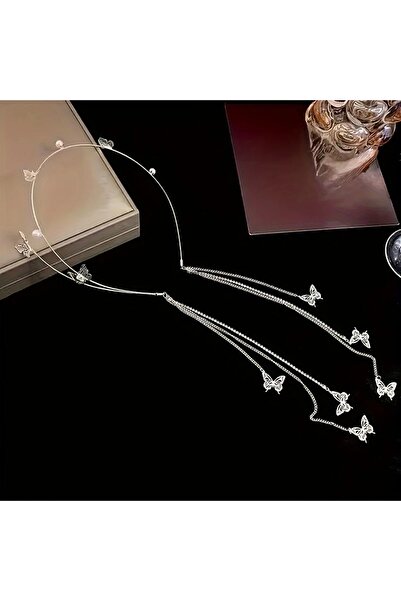 GlassySKY (Silver Color) Stylish Pearl and Butterfly Birthday/Party/Henna/Wed...