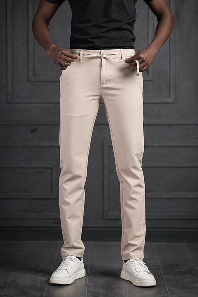 PERPANT Παντελόνι Jogger Slimfit με ελαστική μέση και ύφασμα Lycra Seersucker