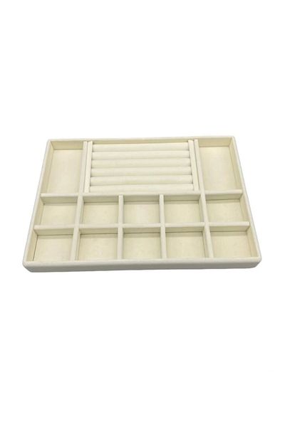 MeGass Dekor Domestic Production Istanbul Model Suede Fabric Cream Color Drawer Jewelry Organizer Stand