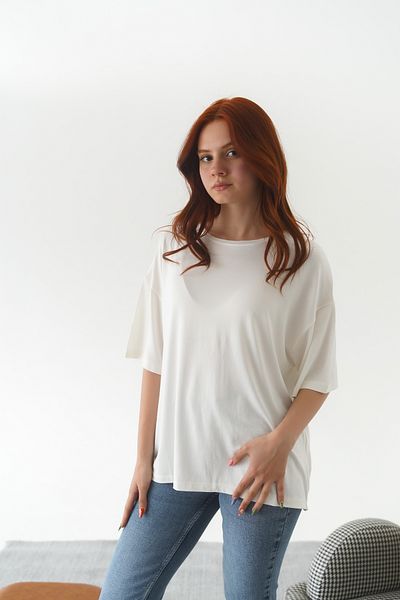 Moda Değirmeni Μπεζ μονόχρωμο κοντομάνικο μπλουζάκι Unisex MD1192-314-0005