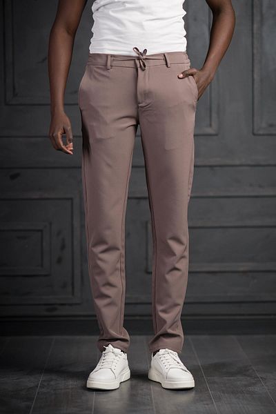 PERPANT Παντελόνι Jogger από καλοκαιρινό ύφασμα Lycra Slimfit με ελαστική μέση και κλωστή