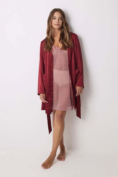 Women'secret Burgundy midi satin robe