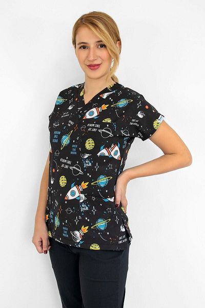 Nur Medikal Giyim Tricou unisex cu model de planetă neagră cu imprimare digitală Doctor Nurse