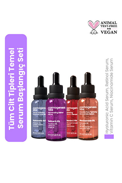 Cosmogenesis Labs Tüm Cilt Tipleri Temel Serum Başlangıç Seti Vegan