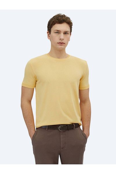 Kip Yellow Crew Neck Plain Knit Knitwear