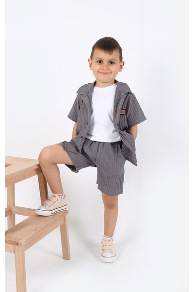 aden kids Boys Shirt+Sweatshirt and Shorts with Pockets Bottom Top Set --Not Want Iron--