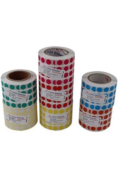 KDROĞLU Svticaret Labels , Ready to Go Get It Fast Arted Roll Colorful Floor Printed, 10mm Diameter, 5000 Pieces,