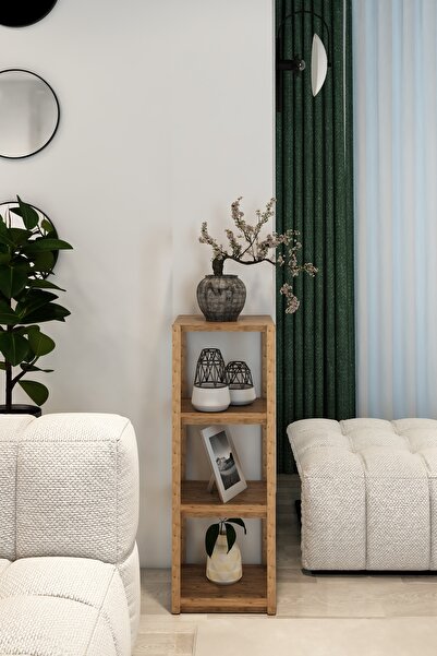 Jest Dekor Konsept Aden 4 Katlı Atlantik Çam Ahşap Köşe Sehpası / Çok Amaçlı ...