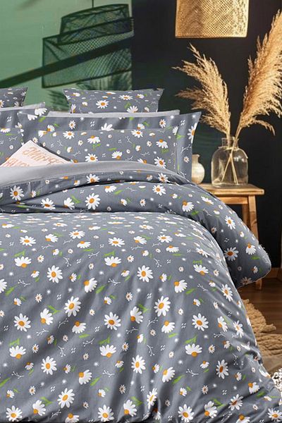 İQON Fitted Sheet Duvet Cover Set Double Size Dream Grey