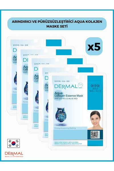 Dermal Firming, Moisturizing, Purifying Aqua Collagen Mask 23Gr 5 Pieces
