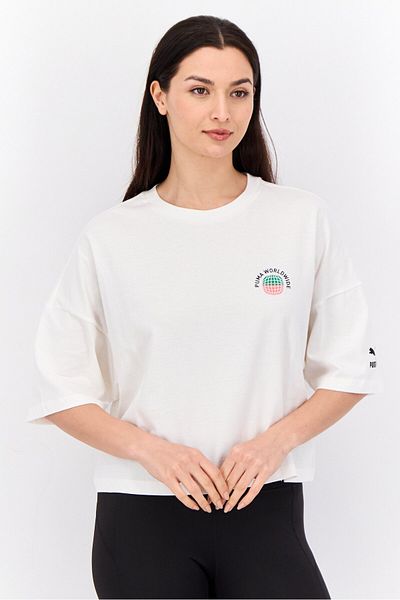 Puma Women Sportswear Fit Short Sleeve Outdoor Top, White