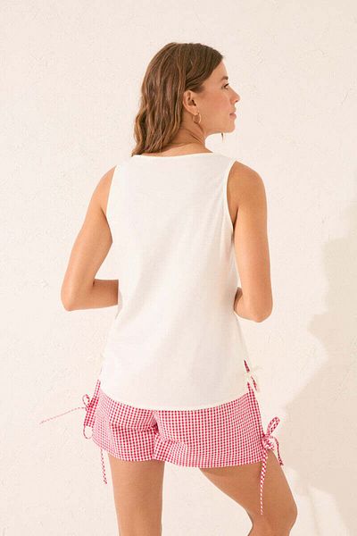 Women'secret 100% cotton white embroidered vest top