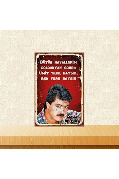 TAKIFİX Cengiz Kurtoğlu Ümit Yere Batsın 20-30 Cm Retro Ahşap Tablo Tkfx4511