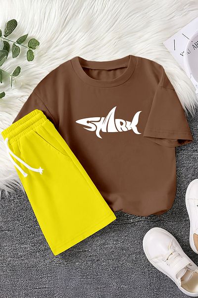 MYADA Детски костюм от 2 части с щампа на акула, нов сезон, 23386