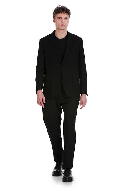 Hatemoğlu Black Comfort Fit Patterned Mono Collar Casual Jacket