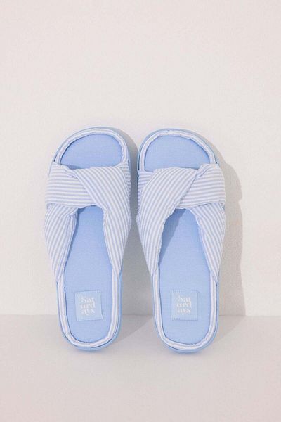 Women'secret Blue seersucker slippers