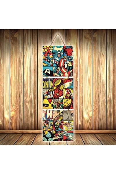 TAKIFİX Marvel Tasarımlı Üçlü Retro Ahşap Poster Ü335