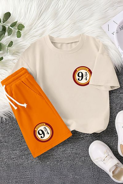 MYADA Premium Logo Printed Colorful 2-Piece Children's Suit 23406