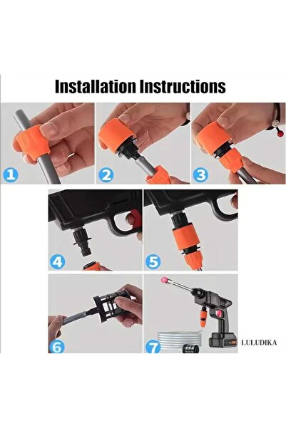 teknosepetim 48V Akülü Şarjlı Yüksek Basınçlı Oto Araba Bahçe Yıkama,Temizleme Su Tabancası