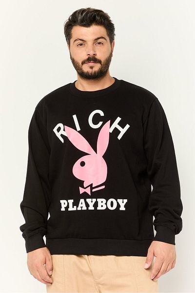 John Richmond Men Round Neck Brand Logo Long Sleeve Sweatshirt, Black