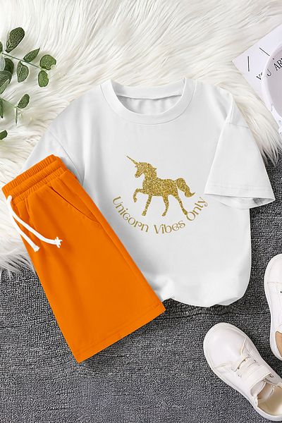 MYADA Premium Glitter Unicorn Printed 2-Piece Children's Set 23381