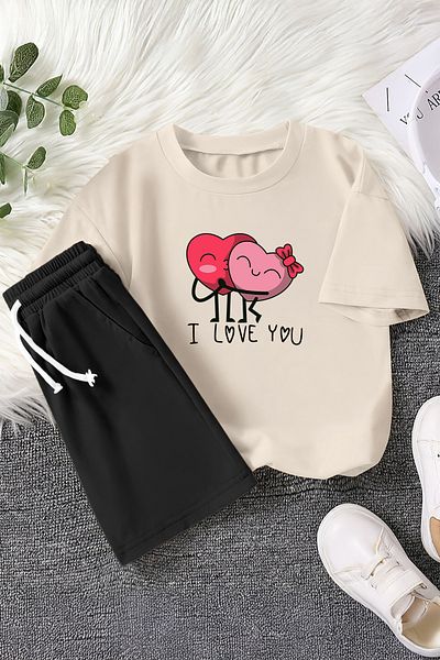 MYADA New Season Cute Heart Characters Printed 2-Piece Children's Set 23477