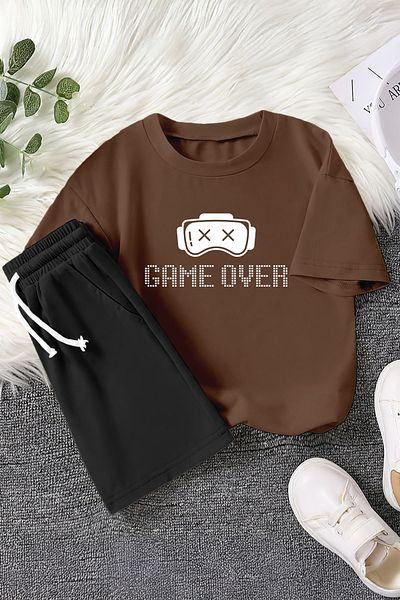 MYADA New Season Game over Written Virtual Glasses Printed 2-Piece Children's Set 23387