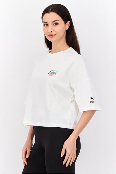 Puma Women Sportswear Fit Short Sleeve Outdoor Top, White