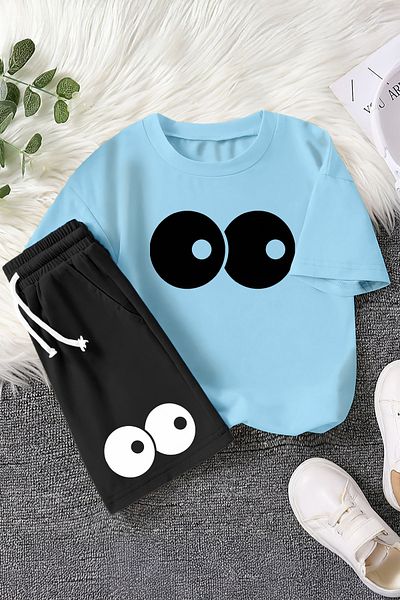 MYADA Costum pentru copii din 2 piese imprimat premium cu ochi suspici 22561