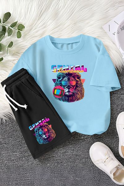 MYADA Costum pentru copii din 2 piese cu imprimeu Genial Glasses Lion de sezon nou 22815