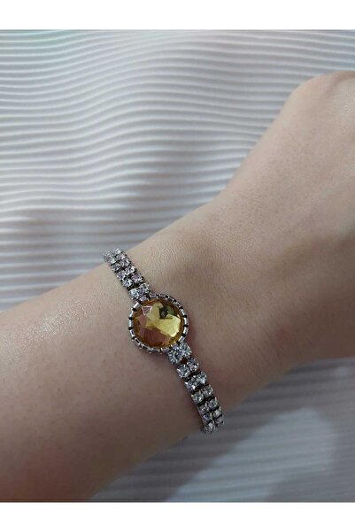 Avcıoğlu Aksesuar اسوارة نسائية حجر واحد موديل دائري حجر كريستال زركون اسوارة...