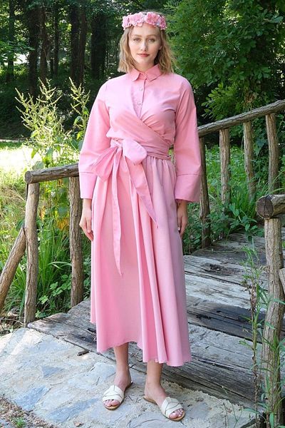 Ceylan Otantik Pink Balloon Skirt & Tie-Up Shirt Set